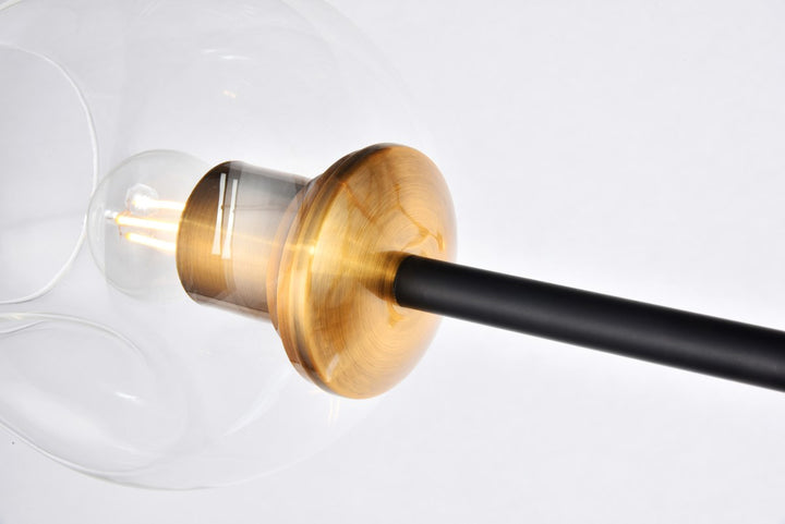 9 Light In Light Antique Brass And Flat Black Pendant