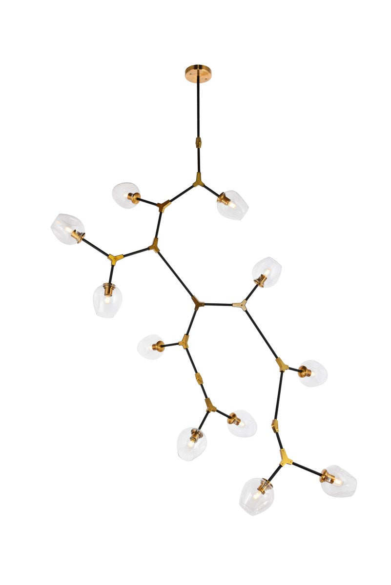 11 Light In Light Antique Brass And Flat Black Pendant by Urban Classic