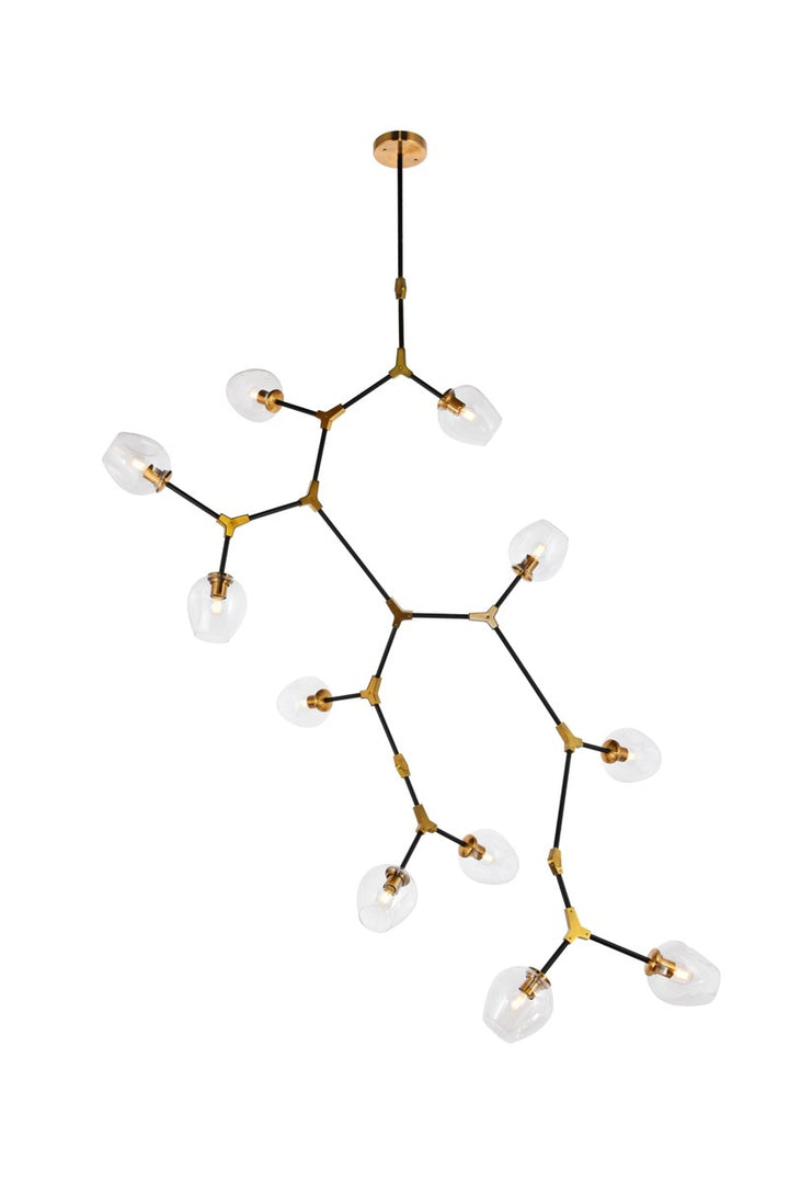 11 Light In Light Antique Brass And Flat Black Pendant by Urban Classic