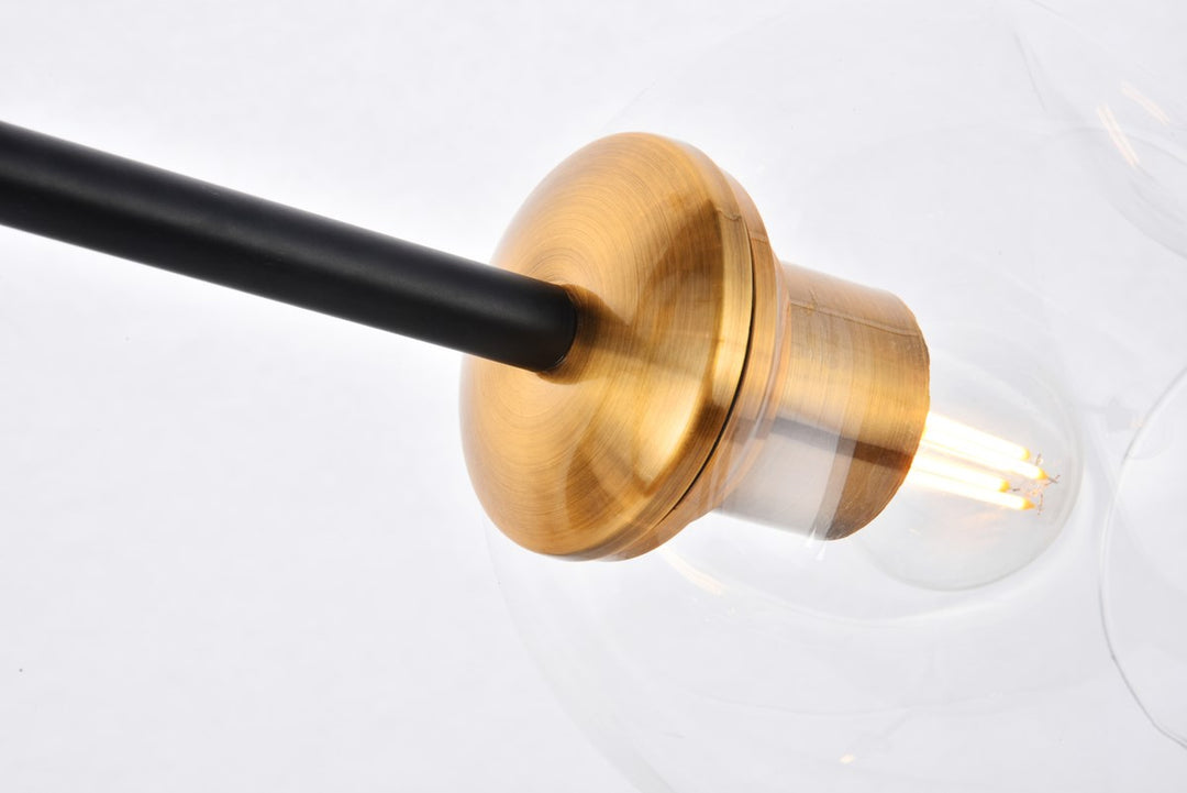 11 Light In Light Antique Brass And Flat Black Pendant