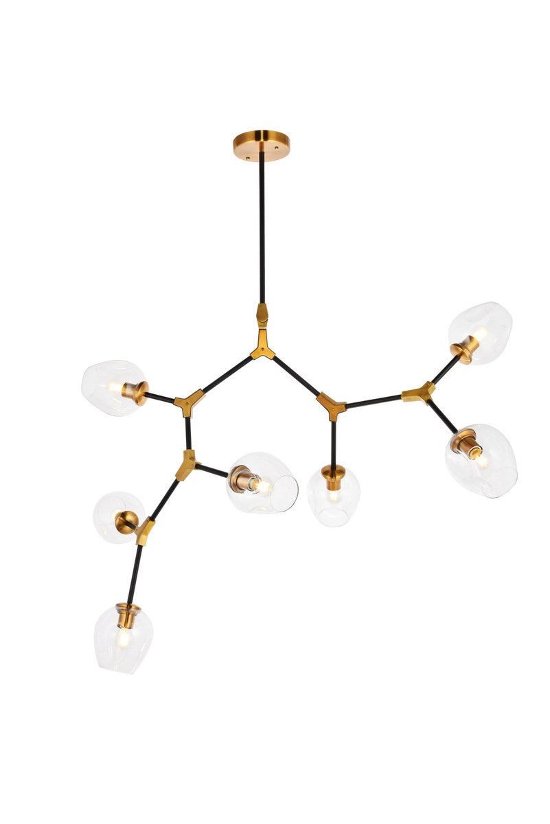 7 Light In Light Antique Brass And Flat Black Pendant by Urban Classic