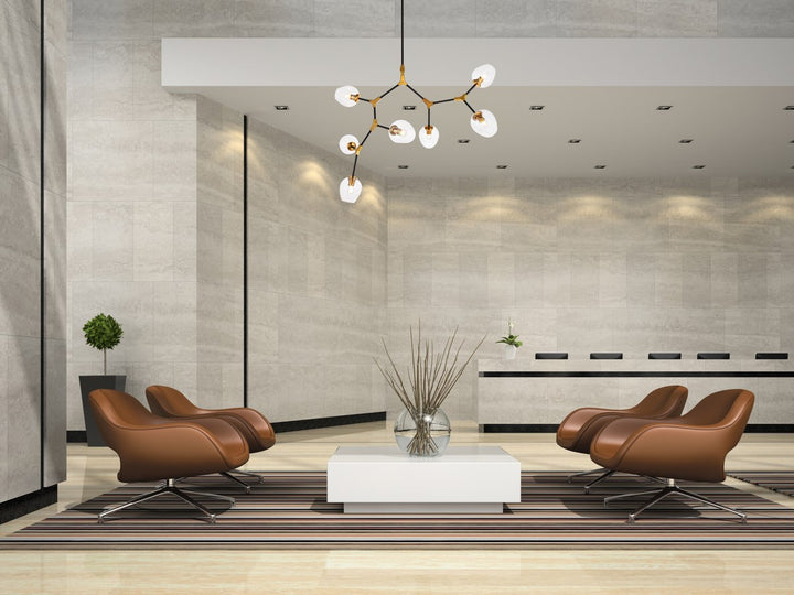 7 Light In Light Antique Brass And Flat Black Pendant