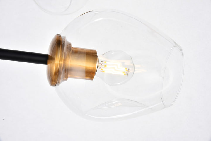 7 Light In Light Antique Brass And Flat Black Pendant