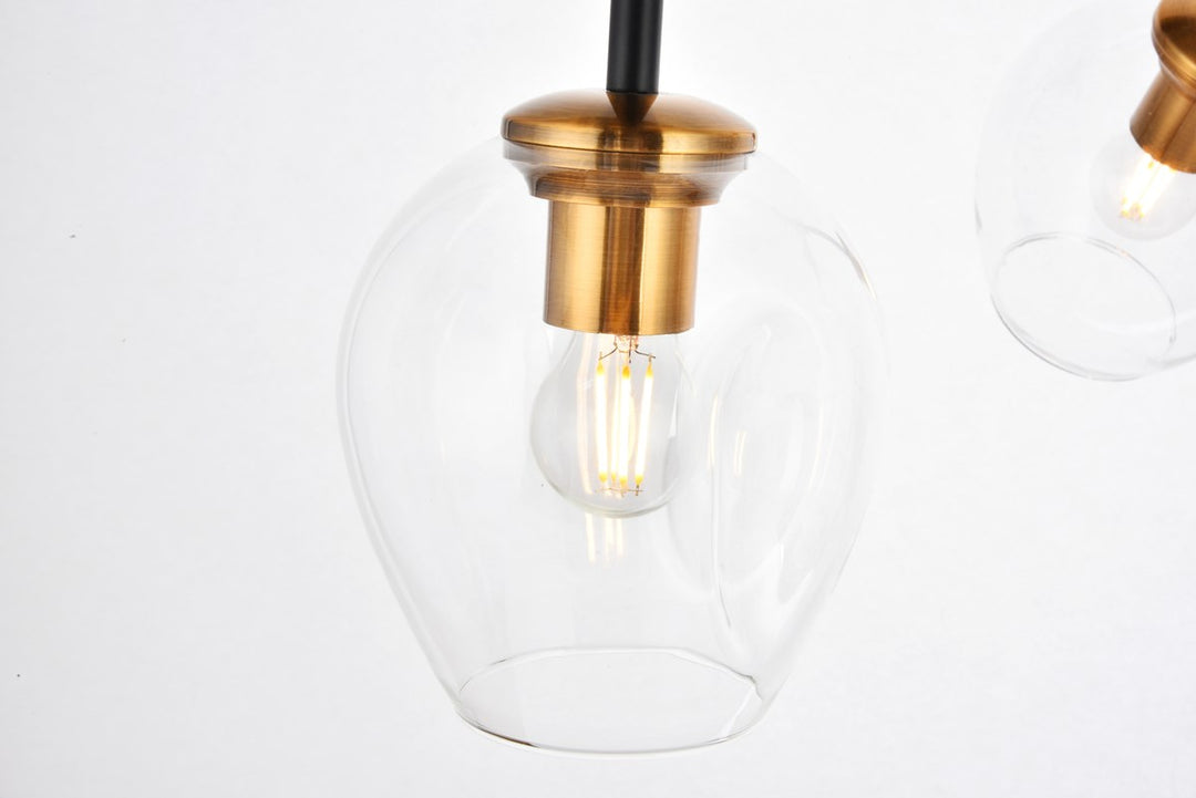 5 Light In Light Antique Brass And Flat Black Pendant