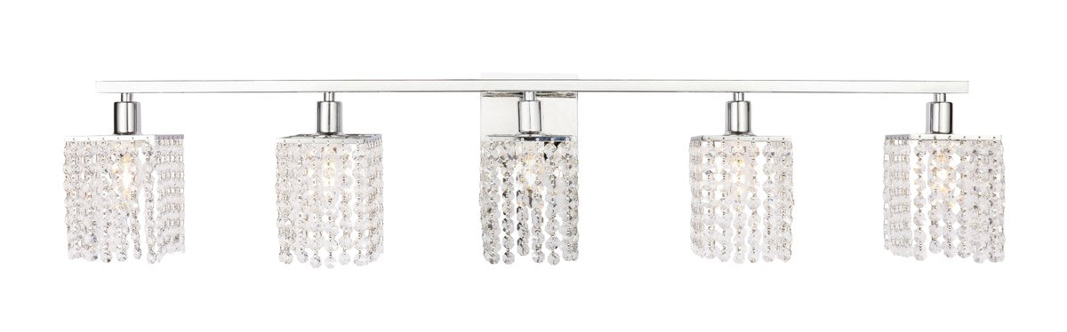 5 Light Chrome And Clear Crystals Wall Sconce by Living District