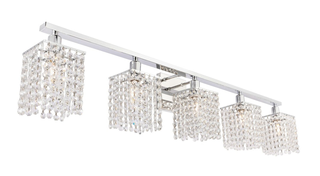5 Light Chrome And Clear Crystals Wall Sconce