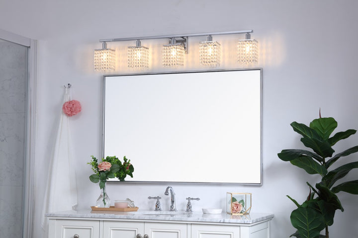 5 Light Chrome And Clear Crystals Wall Sconce