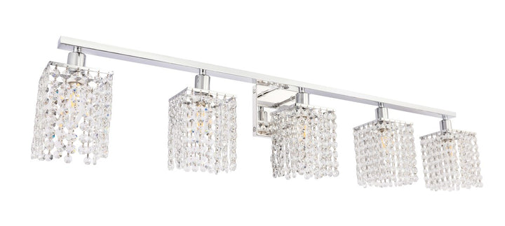 5 Light Chrome And Clear Crystals Wall Sconce