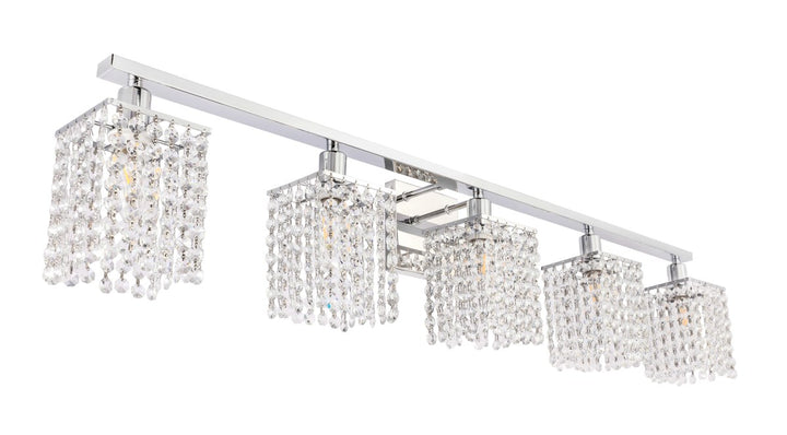 5 Light Chrome And Clear Crystals Wall Sconce