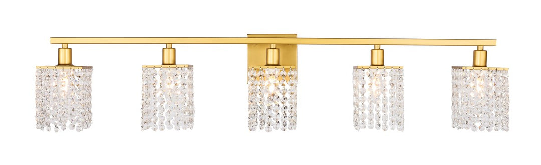 5 Light Brass And Clear Crystals Wall Sconce by Living District