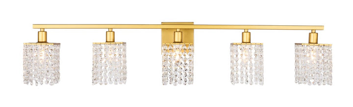 5 Light Brass And Clear Crystals Wall Sconce by Living District