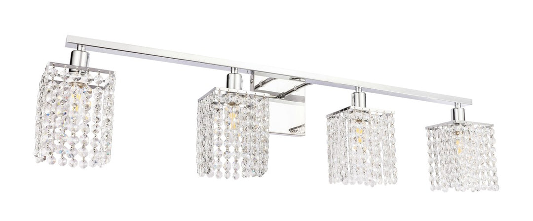 4 Light Chrome And Clear Crystals Wall Sconce