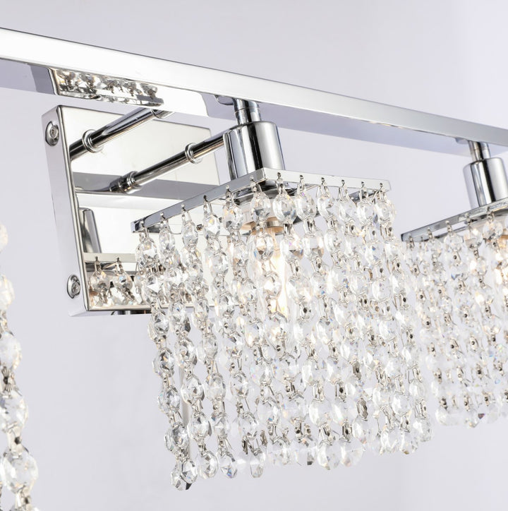 4 Light Chrome And Clear Crystals Wall Sconce