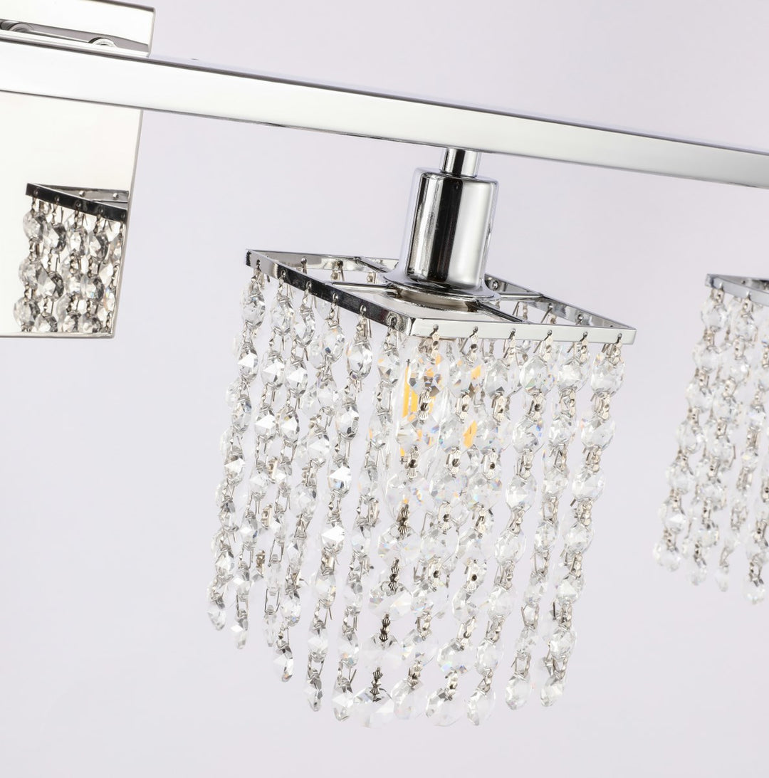 4 Light Chrome And Clear Crystals Wall Sconce