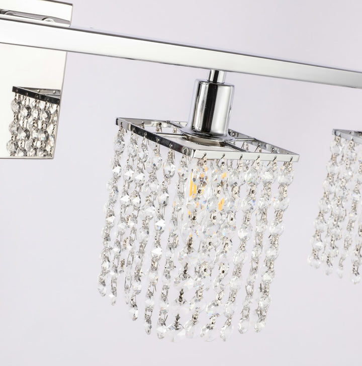 4 Light Chrome And Clear Crystals Wall Sconce