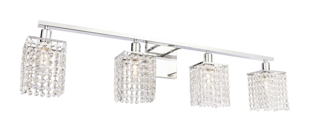4 Light Chrome And Clear Crystals Wall Sconce