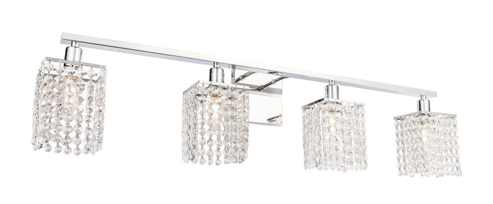 4 Light Chrome And Clear Crystals Wall Sconce