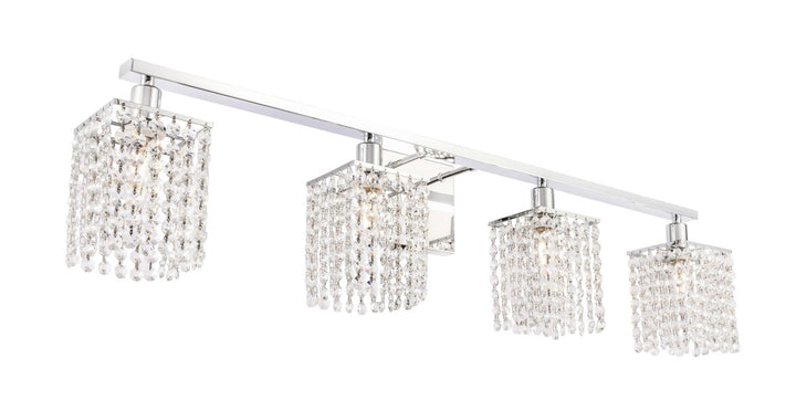 4 Light Chrome And Clear Crystals Wall Sconce