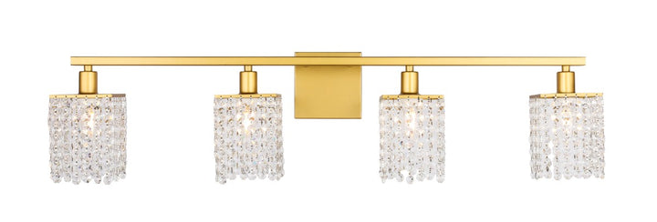 4 Light Brass And Clear Crystals Wall Sconce by Living District