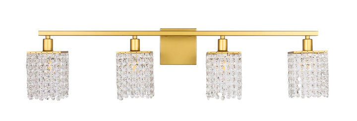 4 Light Brass And Clear Crystals Wall Sconce