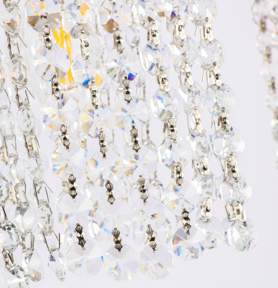 4 Light Brass And Clear Crystals Wall Sconce
