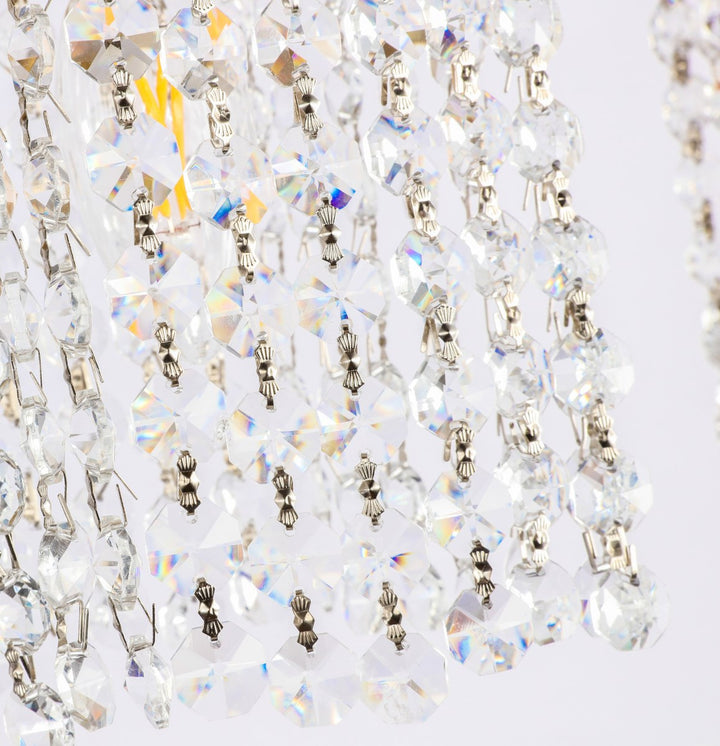 4 Light Brass And Clear Crystals Wall Sconce