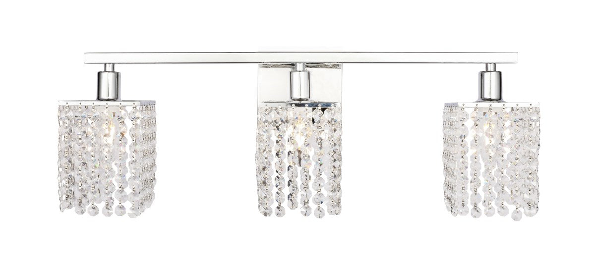 3 Light Chrome And Clear Crystals Wall Sconce by Living District