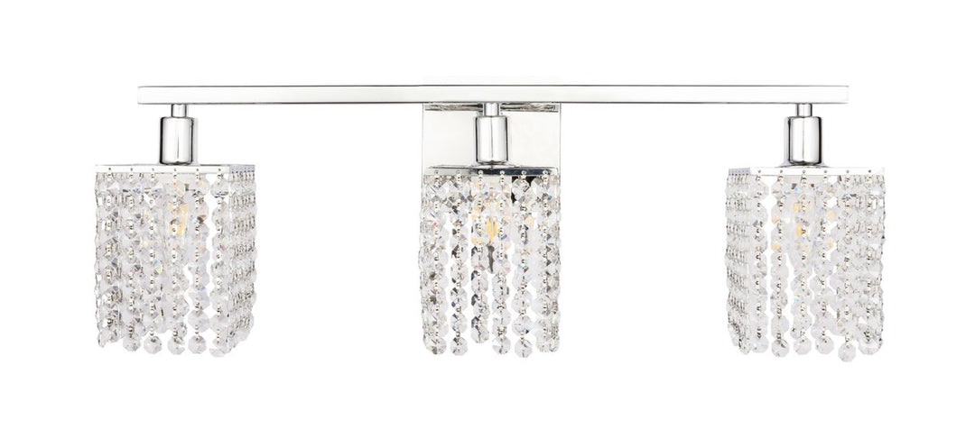 3 Light Chrome And Clear Crystals Wall Sconce