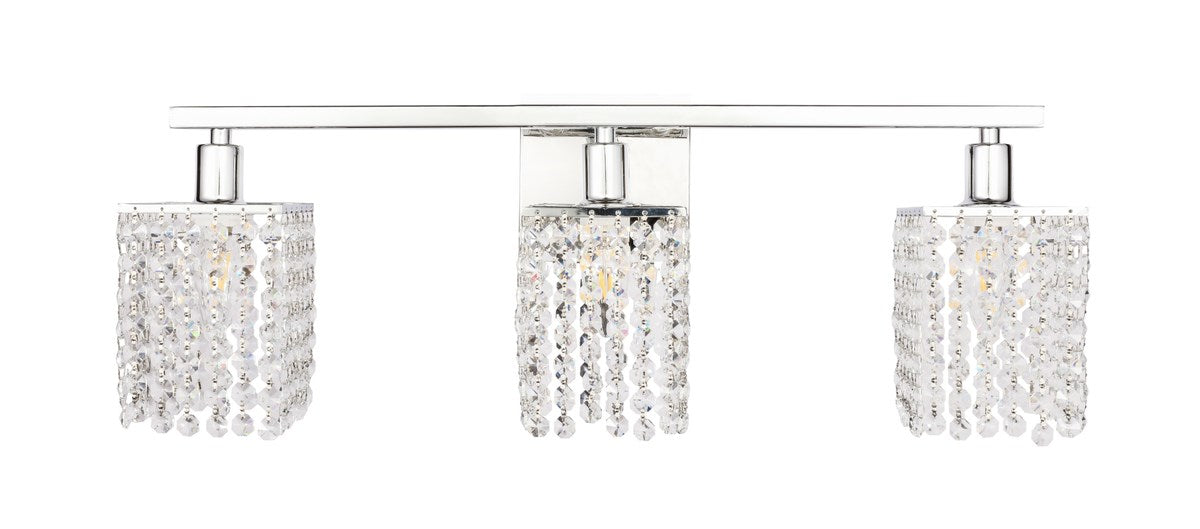 3 Light Chrome And Clear Crystals Wall Sconce