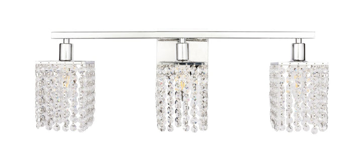 3 Light Chrome And Clear Crystals Wall Sconce