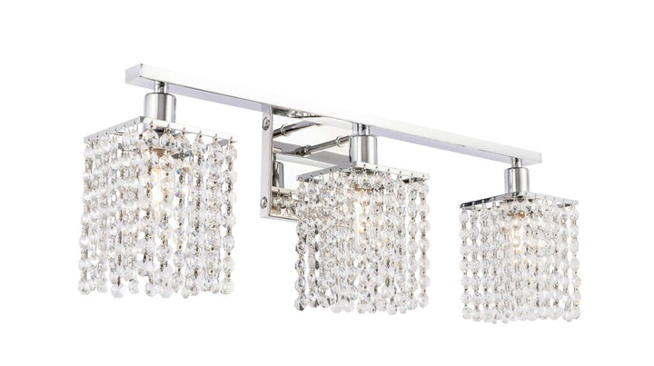 3 Light Chrome And Clear Crystals Wall Sconce
