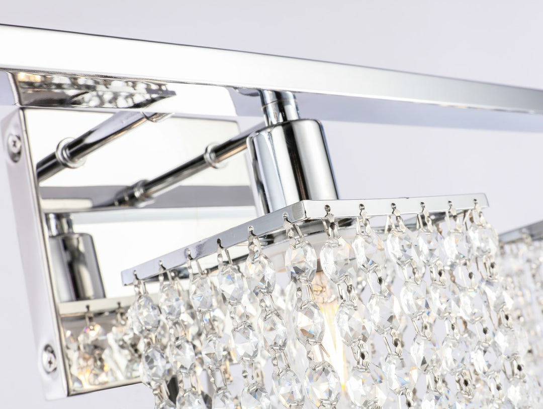 3 Light Chrome And Clear Crystals Wall Sconce