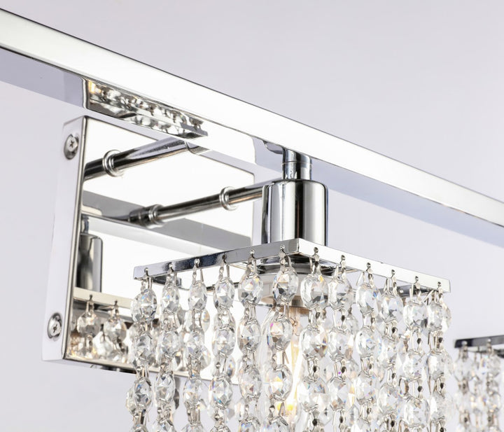3 Light Chrome And Clear Crystals Wall Sconce