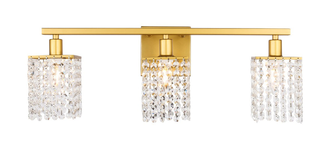 3 Light Brass And Clear Crystals Wall Sconce by Living District