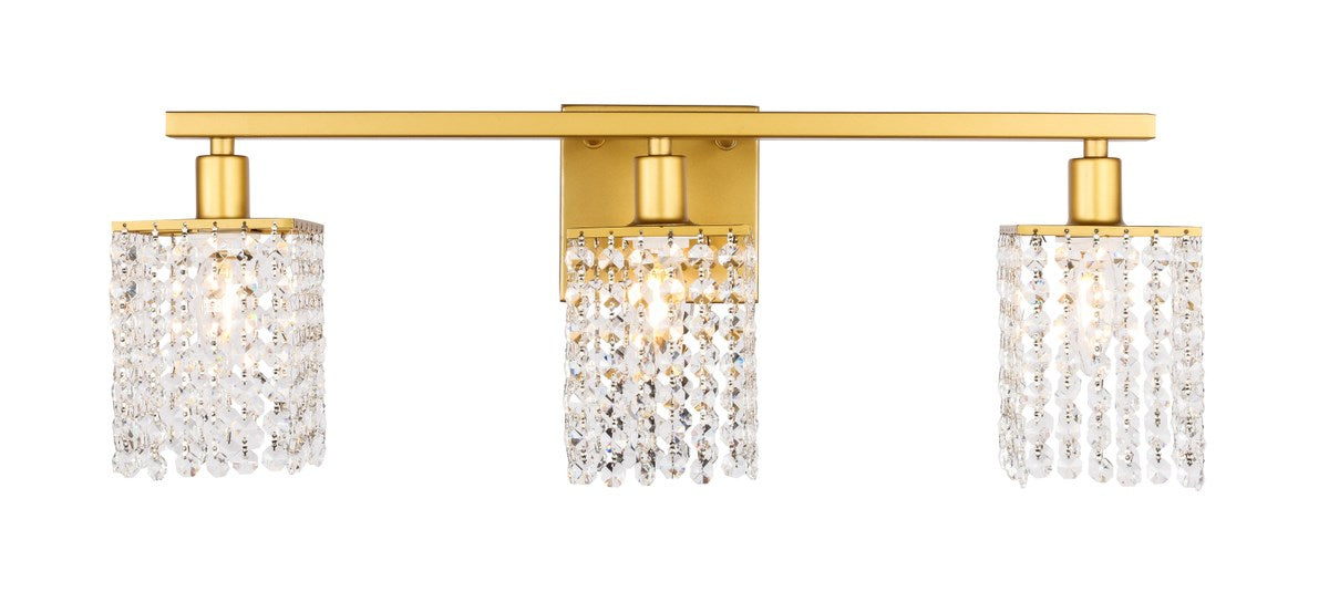 3 Light Brass And Clear Crystals Wall Sconce by Living District