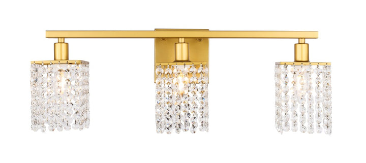 3 Light Brass And Clear Crystals Wall Sconce by Living District