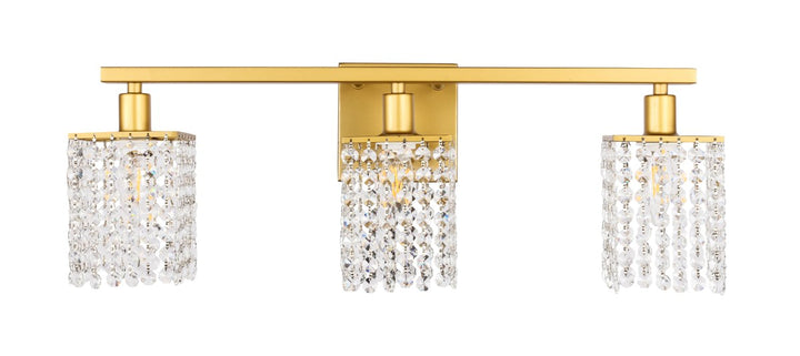 3 Light Brass And Clear Crystals Wall Sconce