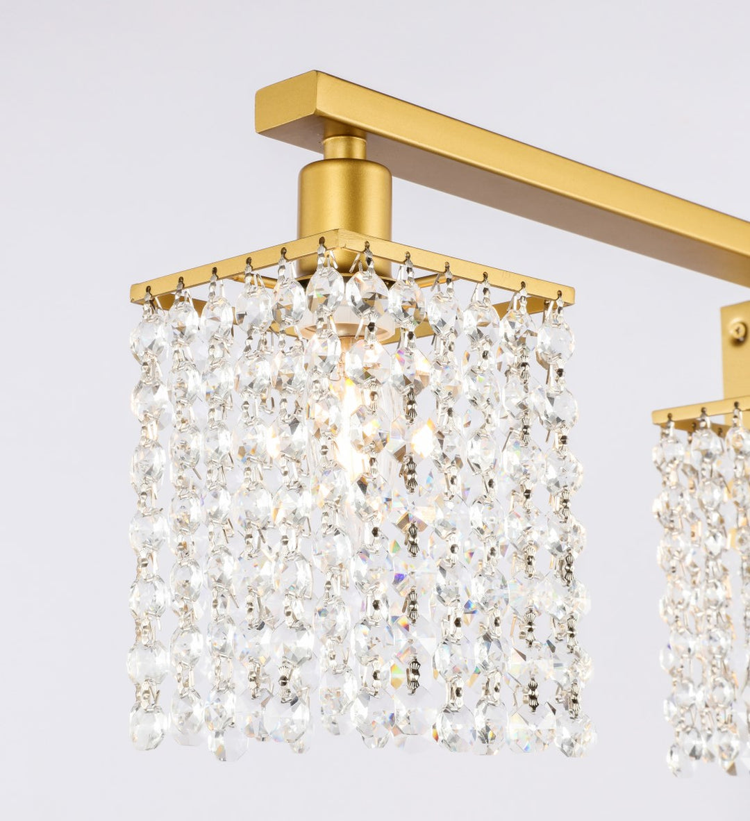 3 Light Brass And Clear Crystals Wall Sconce