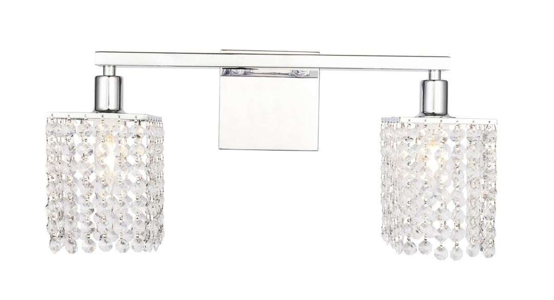 2 Light Chrome And Clear Crystals Wall Sconce by Living District