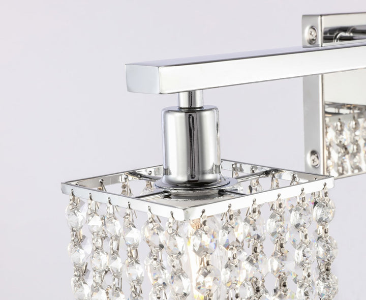 2 Light Chrome And Clear Crystals Wall Sconce