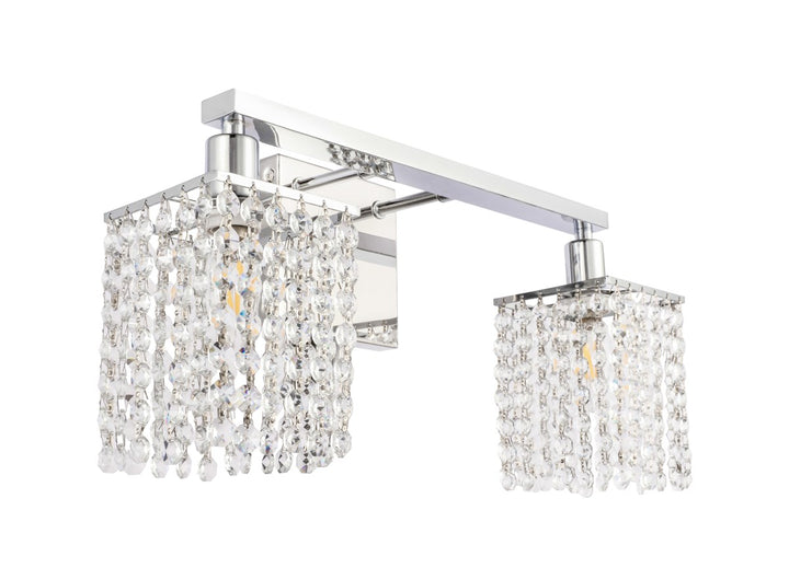 2 Light Chrome And Clear Crystals Wall Sconce