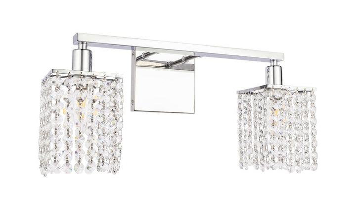 2 Light Chrome And Clear Crystals Wall Sconce