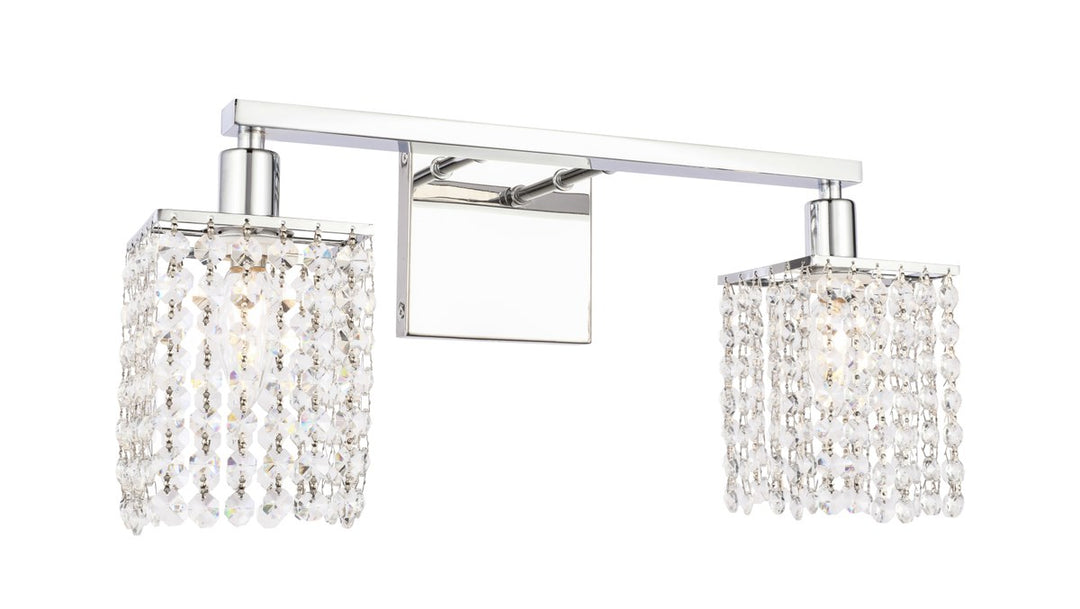2 Light Chrome And Clear Crystals Wall Sconce
