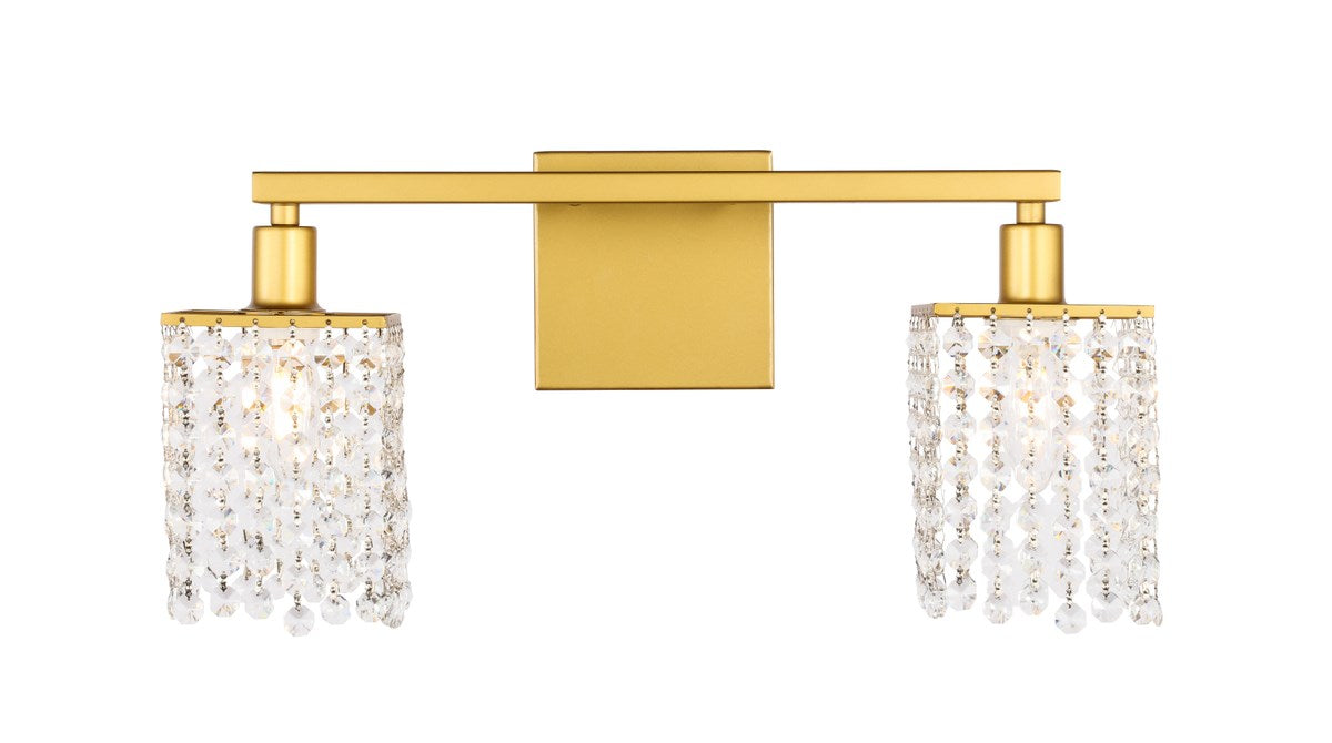 2 Light Brass And Clear Crystals Wall Sconce by Living District
