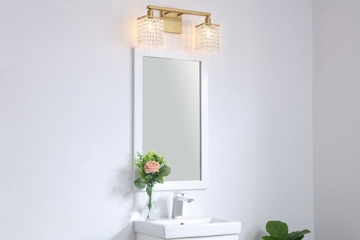 2 Light Brass And Clear Crystals Wall Sconce