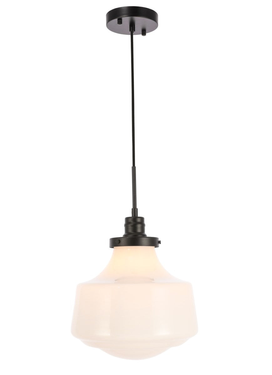 1 Light Black And Frosted White Glass Pendant