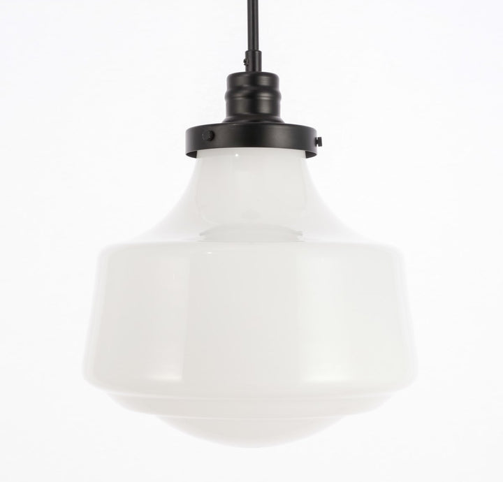 1 Light Black And Frosted White Glass Pendant