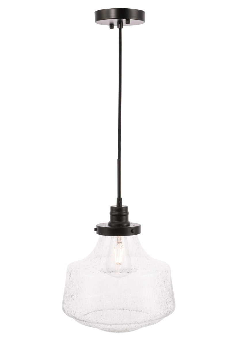 1 Light Black And Clear Seeded Glass Pendant by Living District
