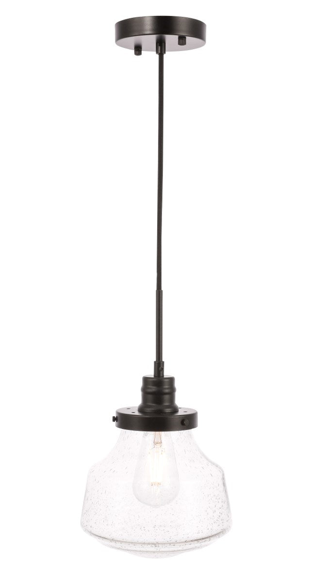 1 Light Black And Clear Seeded Glass Pendant by Living District