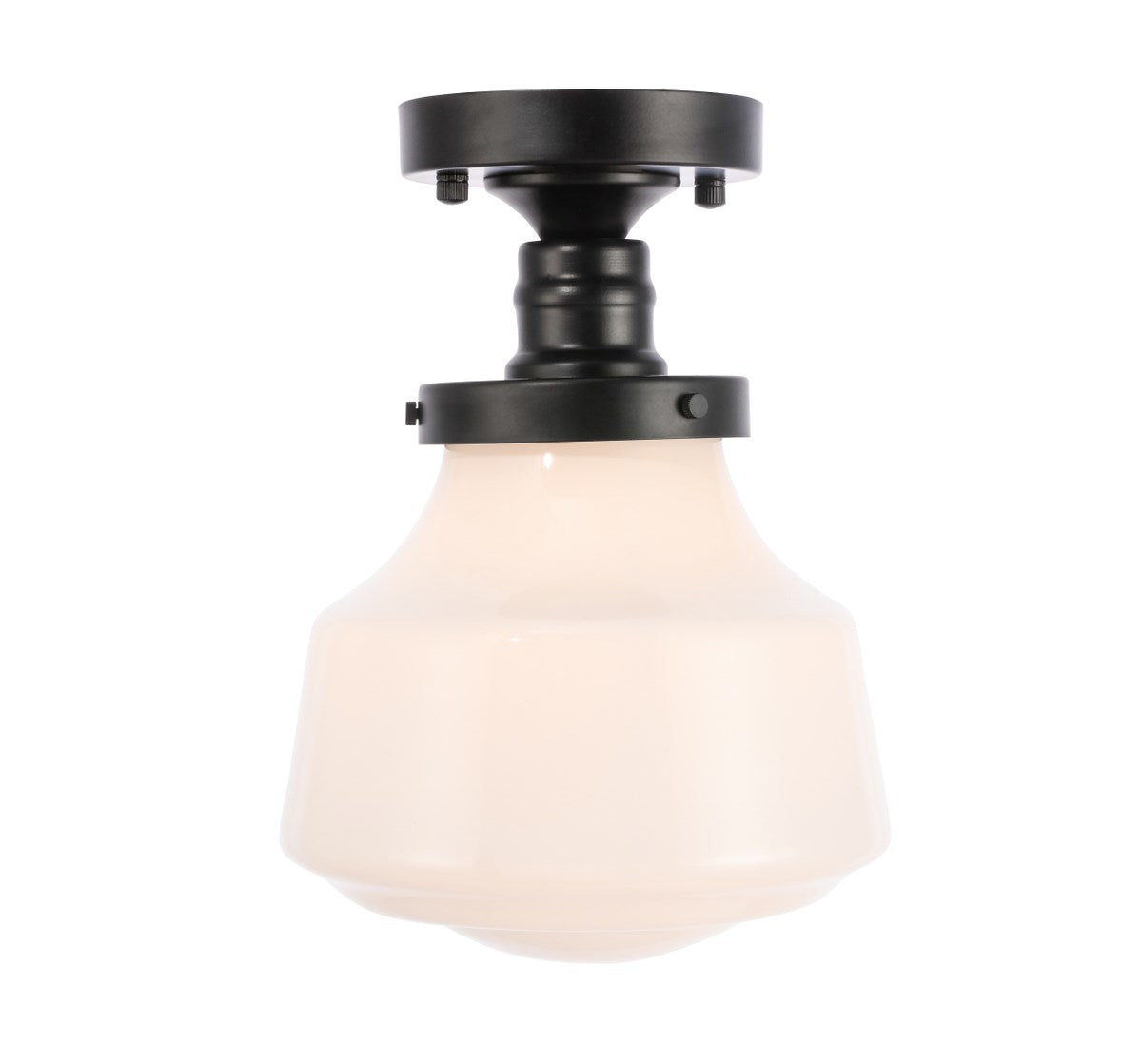 1 Light Black And Frosted White Glass Flush Mount by Living District